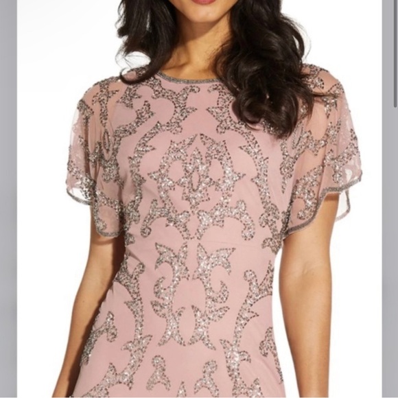 ADRIANNA PAPELL Womens Sequined Dolman Sleeve Crew Neck Full-Length Formal Gown - Picture 2 of 10